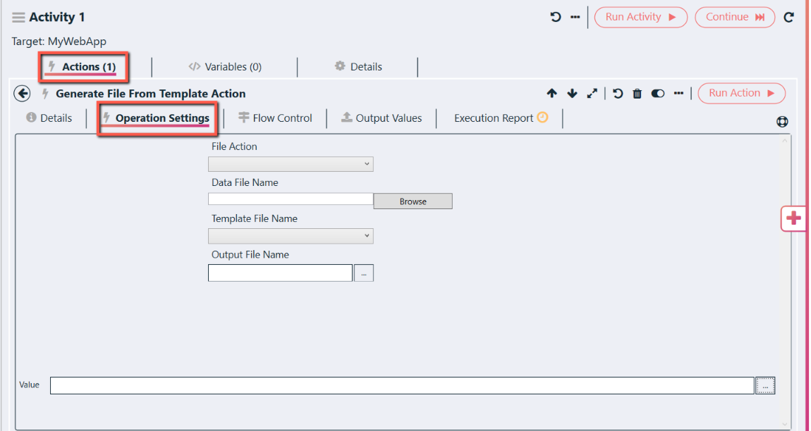 Generate File from Template Action